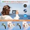 4K Digital Camera for Photography and Video, 48MP Vlogging Camera with SD Card Autofocus Anti-Shake, 3'' 180° Flip Screen Digital Camera with Flash 16X Zoom, Compact Camera for Travel (2 Batteries) - Image 2