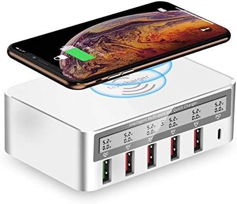Charging Station, 100W 6-Port USB Fast Charger with QC 3.0 & PD, Compatible with Apple & Other Brand Cell Phones