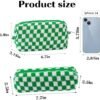 ZLFSRQ 2Pcs Checkered Makeup Bag for Women Travel Medium Small Cosmetic Bag Set Cute Makeup Pouch Purse Zippered Toiletry Bag Organizer Preppy Y2K Trendy Aesthetic Makeup Brushes Storage Bag(Green) - Image 4