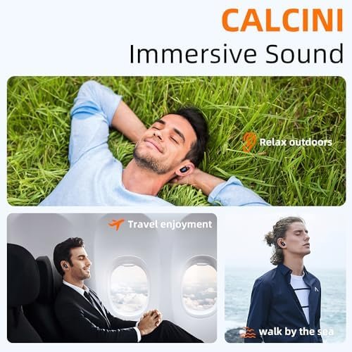 CALCINI Wireless Earbuds Bluetooth 5.3 IPX8 Waterproof Touch Control, in Ear Headphones with Charging Case, TWS Ear Buds for Phone, Android, Sport and Workout Deep Bass Microphone Earphones - Image 6