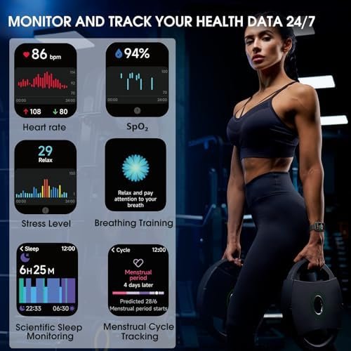 KEEPONFIT Smart Watch with Answer/Make Calls, Metal Frame 1.8" Alexa Built-in Fitness Tracker with IP68 Waterproof/100+ Sports Modes/Heart Rate/SpO2/Stress/Sleep Monitor for Men/Women for iOS/Android - Image 3