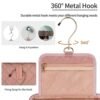 CUBETASTIC Travel Toiletry Bag, Makeup Bag for Women, Small Hanging Travel Bag for Toiletries with 3 Compartment, Portable Cosmetic Organizer Case, Water-resistant, Pink - Image 3