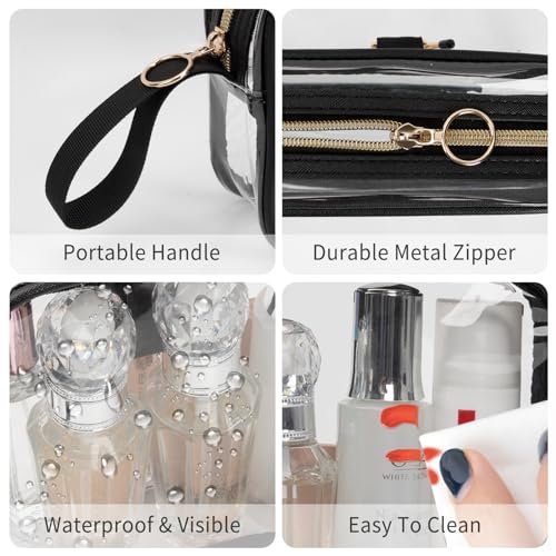TSA Approved Toiletry Bag, 2 Pack Clear Toiletry Bags with Hook, Quart Size Clear Makeup Bags, Travel Makeup Cosmetic Bag for Women Men, Carry on Airport Airline Compliant Bag - Image 6