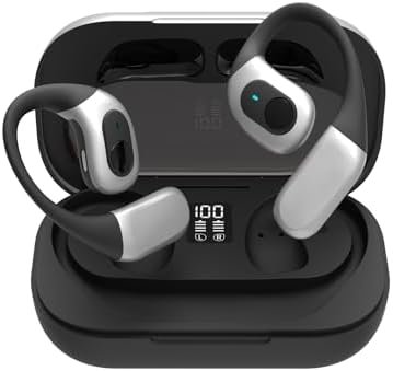 Open-Ear Headphones, Ultra Comfort Open Ear Earbuds, Open Ear Headphones Wireless Bluetooth for Snug Fit, Ergonomic Ear Hook, Balanced Sound, IPX7 Waterproof, 40H Playtime, Bluetooth 5.3, Clear Calls