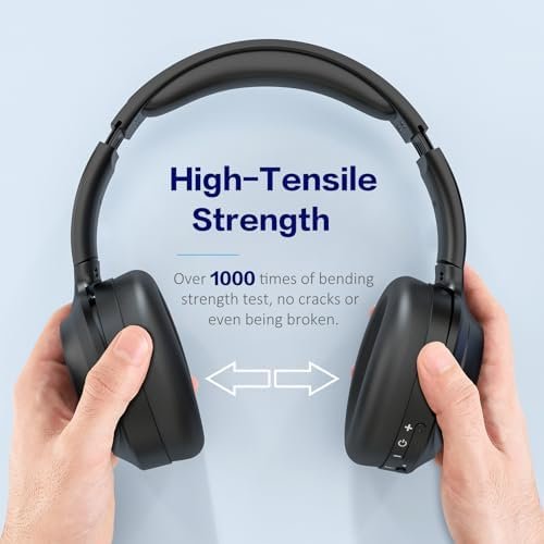 iDiskk Hybrid Active Noise Cancelling Headphones,Wireless Bluetooth Headphones with Microphone Deep Bass,60H Playtime,Hi-Res Audio Wireless Headsets for Commuting,Flight Trips,Studying (Black) - Image 5