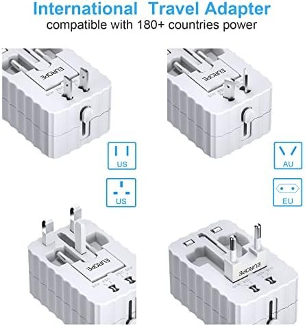 Travel Adapter, Worldwide All in One Universal Travel Adaptor Wall AC Power Plug Adapter Wall Charger with Dual USB Charging Ports for USA EU UK AUS Cell Phone Laptop - Image 3