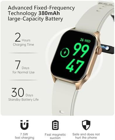 Smart Watch for Men Women, Infrared True Blood Oxygen Monitor, 2.04-inch AMOLED Display, Heart Rate Blood Pressure Sleep, IP68 Waterproof Fitness Tracker, Compatible with Android and iOS Beige - Image 6