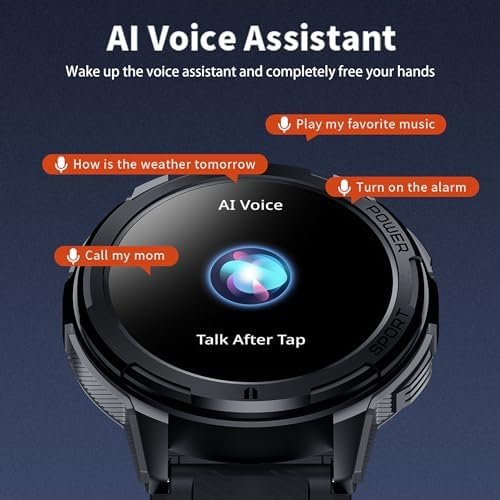 Smart Watches for Men, 1.43" HD AMOLED, 10M Waterproof, Rugged Military (Answer/Calls/Dial) Fitness Tracker, Extra-Long Battery Life, AI Assistant/Sleep Monitor, 100+ Sport Modes, Black - Image 6