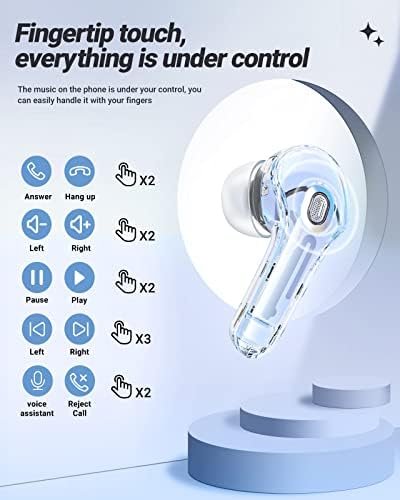 ACEFAST Wireless Earphones Bluetooth 5.3 Headphones LED Power Display Mini Crystal in-Ear Earbuds with Wireless Charging Case Touch Control Built-in Mic Headphone for Sports Waterproof Earphone - Image 4