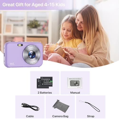 Digital Camera 1080P Kids Camera with 16X Zoom - 44MP Anti Shake Point and Shoot Digital Cameras for Photography | Compact Small Camera for Kids Girls Boys Teens Beginners (SD Card Not Include) - Image 7