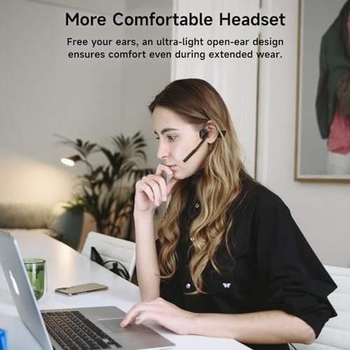 IFECCO Open Ear Headphones with Mic - Wireless Air Conduction Headphones with Noise Cancelling Microphone,Bluetooth Headset with Mic Mute for Computer/Laptop/PC/Cell Phone/Zoom/Skype - Image 2