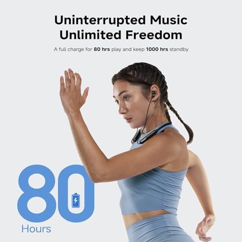 CXK Neckband Bluetooth Headphones, Bluetooth 5.3 Wireless Headphones 80Hrs Extra Long Playtime Stereo Bass in-Ear Headsets with Mic, IPX6 Waterproof Earbuds, Neckband Earphones for Sport, Business - Image 2