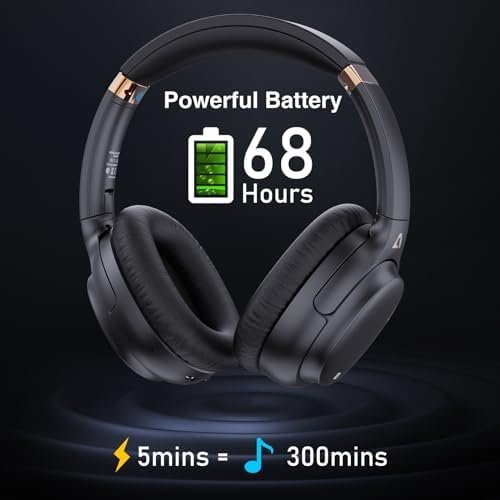 E600Pro Over Ear Headphones Hybrid Active Noise Cancelling, Wireless Bluetooth Headphones, aptX HD & Low Latency, Hi-Res Audio, Deep Bass, 68H Playtime - Black - Image 5