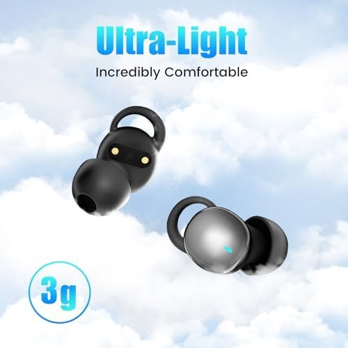 Sleep Headphones, Sleep Earbuds for Side Sleepers, Wireless Earbuds Comfortable Noise Blocking, LED Power Display, Music Sleep Dual Mode, Invisible Earbuds for Sleeping, Working, Hiking, Black - Image 3