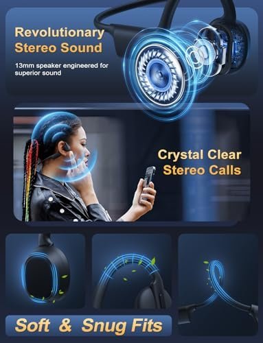 Bone Conduction Headphones Lightweight Open Ear Headphones Sport Headphones with Built-in Mic Extra Comfort IPX5 Waterproof Headset for Running,Cycling,Driving - Image 4