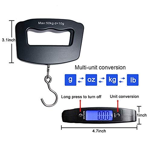 Digital Hanging Luggage Scale,Portable Handheld Baggage Suitcase Electronic Scale for Travel Household Fishing and Gift 110lb Black - Image 5