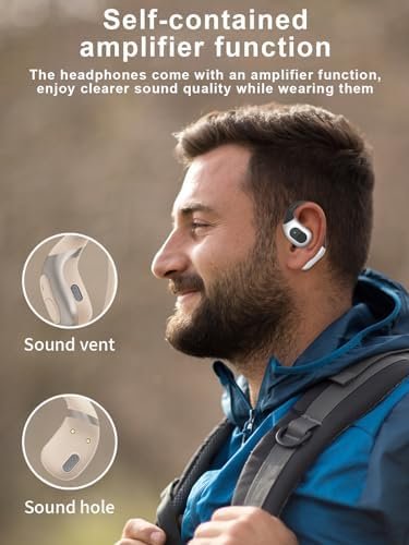 Open-Ear Headphones, Ultra Comfort Open Ear Earbuds, Open Ear Headphones Wireless Bluetooth for Snug Fit, Ergonomic Ear Hook, Balanced Sound, IPX7 Waterproof, 40H Playtime, Bluetooth 5.3, Clear Calls - Image 6