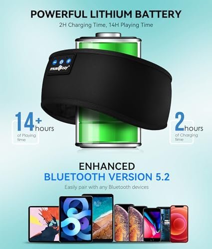 MUSICOZY Sleep Headphones Bluetooth 5.2 Headband, Sports Wireless Earphones Sweat Resistant Earbuds with Ultra-Thin HD Stereo Speaker for Workout Running Cool Gadgets Unique Gifts - Image 7