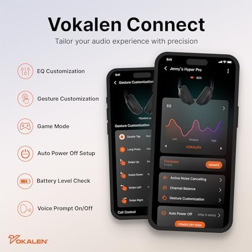 Hyper Pro Adaptive Active Noise Cancelling, Wireless Bluetooth Over Ear Headphones with mic, 60H Playtime Deep Bass Hi-Res Audio, Custom EQ, Ideal for Travel Comfort Fit Ear Cushion - Image 8