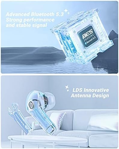 ACEFAST Wireless Earphones Bluetooth 5.3 Headphones LED Power Display Mini Crystal in-Ear Earbuds with Wireless Charging Case Touch Control Built-in Mic Headphone for Sports Waterproof Earphone - Image 9