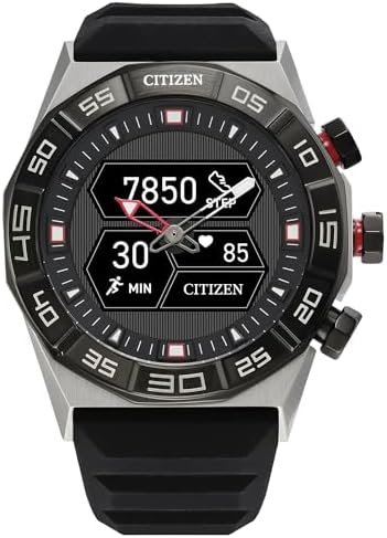 Citizen CZ Smart PQ2 Hybrid Smartwatch with YouQ Wellness app Featuring IBM Watson® AI and NASA Research, Black and White Customizable Display, Bluetooth, HR, Activity Tracker, 18-Day Battery Life