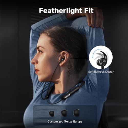 CXK Neckband Bluetooth Headphones, Bluetooth 5.3 Wireless Headphones 80Hrs Extra Long Playtime Stereo Bass in-Ear Headsets with Mic, IPX6 Waterproof Earbuds, Neckband Earphones for Sport, Business - Image 7