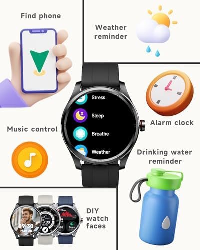 Smart Watch Men with Metal Bezel, Answer Make Call/Heart Rate/Step Counter/Sleep Tracker/100 Sports for Run/Alexa Built-in, IP68 Waterproof Swim, Fitness Sport Watch Compatible Android iOS - Image 7