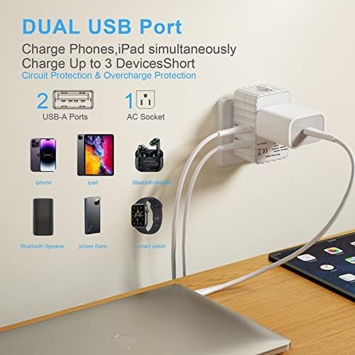 Travel Adapter, Worldwide All in One Universal Travel Adaptor Wall AC Power Plug Adapter Wall Charger with Dual USB Charging Ports for USA EU UK AUS Cell Phone Laptop - Image 2
