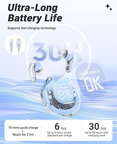 ACEFAST Wireless Earphones Bluetooth 5.3 Headphones LED Power Display Mini Crystal in-Ear Earbuds with Wireless Charging Case Touch Control Built-in Mic Headphone for Sports Waterproof Earphone - Image 3
