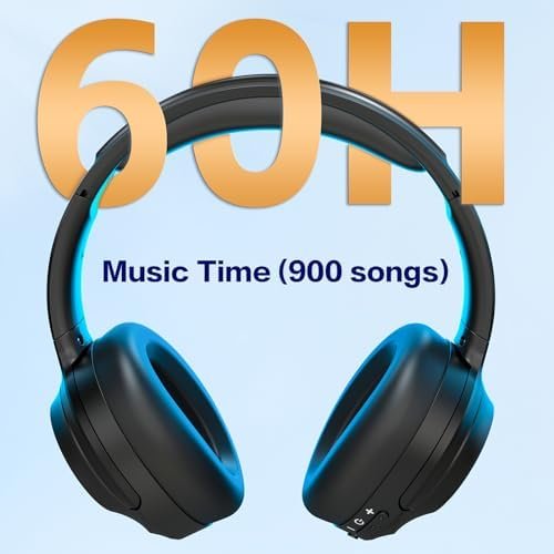 iDiskk Hybrid Active Noise Cancelling Headphones,Wireless Bluetooth Headphones with Microphone Deep Bass,60H Playtime,Hi-Res Audio Wireless Headsets for Commuting,Flight Trips,Studying (Black) - Image 3