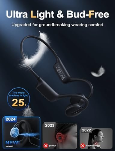Bone Conduction Headphones Lightweight Open Ear Headphones Sport Headphones with Built-in Mic Extra Comfort IPX5 Waterproof Headset for Running,Cycling,Driving - Image 6