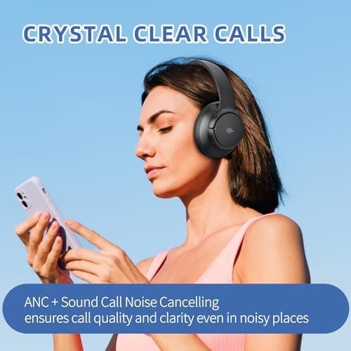 Active Noise Cancelling Headphones,Wireless Over-Ear Bluetooth Headphones with Microphone, Transparency Mode, 70h Play Time, Hi-Res Audio,(Deep Bass,) Lightweight Design, Bluetooth 5.3-Black - Image 9