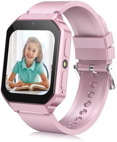 DERUI Smart Watch for Kids 3-12 Years Boys Girls, 26 Puzzle Games, Smartwatch with Camera, Pedometer, Stopwatch, Video Voice Music Player Calendar Alarm Clock Learn Card for Children Gifts (Pink)