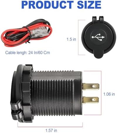 Golf Cart Universal Quick Charge 5V 3.1A Dual USB Power Charger Socket DC 12V-24V Port Outlet for EZGO Club Car Yamaha, Compatible with Car, Truck, Boat, RV, UTV, ATV (Non-LED Display) - Image 5