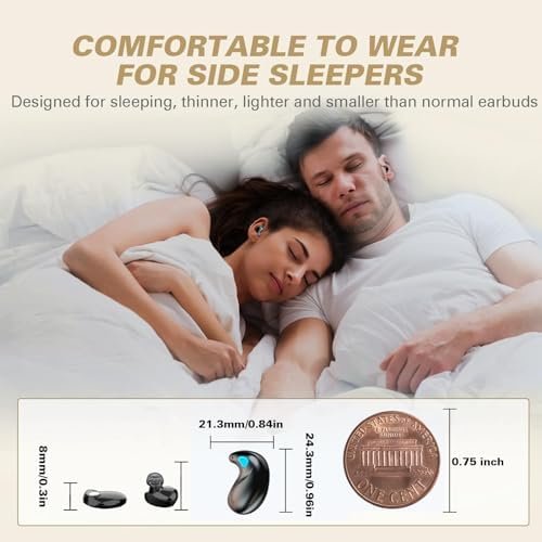 Flat Invisible Sleep Wireless Earphone IPX5 Waterproof Thin Invisible Sleep Earbuds for Side Sleepers Sleep Ear Buds Smallest Tiny Small Mini Discreet Earbud for Sleeping Invisible Headphones - Image 2