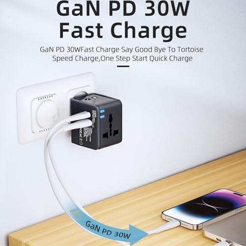 Universal Travel Adapter, International Power Plug Adapter, 1500W, 1000MA, with 2 USB-A Ports, All-in-One International Charger for USA EU UK AUS (NW606-1, Black) - Image 6
