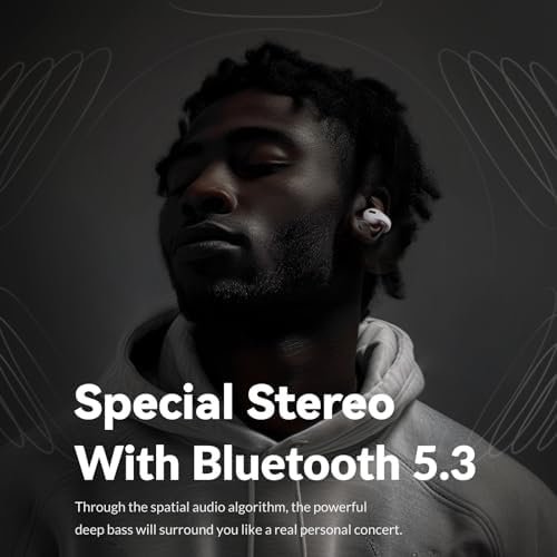 Q7 Wireless Open-Ear Headphones Bluetooth 5.3 Earbuds, Ultra Lightweight for Comfortable Clip On, DT 6.0 Technology for Personal Deep Bass, 34H Playtime Earphones, USB-C Quick Charge -White - Image 5