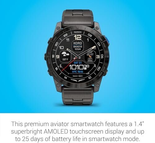 Garmin D2™ Mach 1 Pro, Aviator Smartwatch with GPS Moving Map, Aviation Weather, Health and Wellness Features, AMOLED Display, and Built-in Flashlight - Image 3