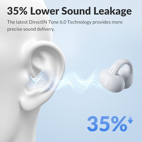 Q7 Wireless Open-Ear Headphones Bluetooth 5.3 Earbuds, Ultra Lightweight for Comfortable Clip On, DT 6.0 Technology for Personal Deep Bass, 34H Playtime Earphones, USB-C Quick Charge -White - Image 4