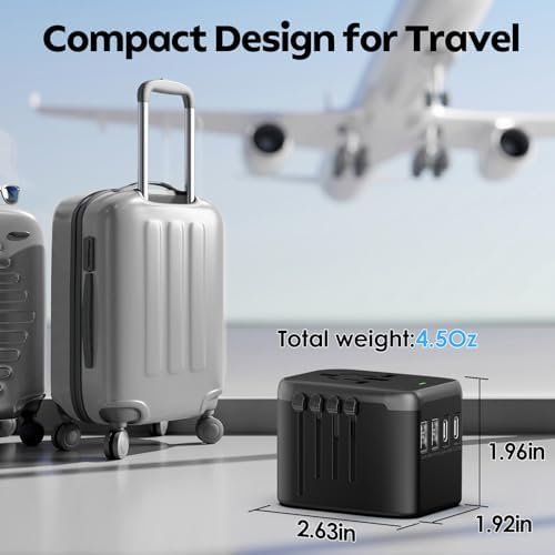 JMFONE Universal Travel Adapter, International Power Plug Adapter with USB-C & USB-A Ports and Multi AC Sockets, All-in-One Worldwide Travel Outlet Charger Adapter for EU US UK AU 200+ Countries - Image 6