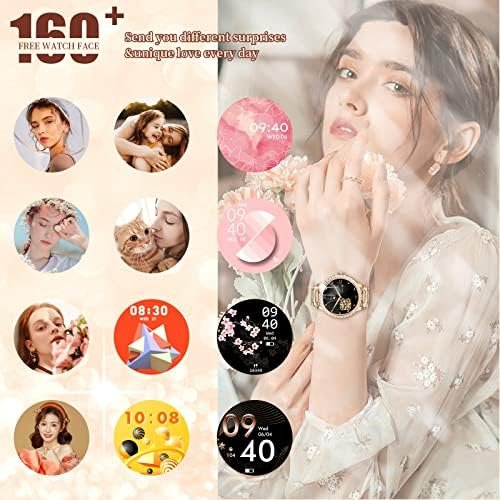 Smart Watch for Women with Diamonds (Answer/Make Call),1.32''Full Touch Screen Smartwatch for Android Phones,Fitness Tracker with Heart Rate/Blood Oxygen/Sleep Monitor,AI Voice with 3 Bling Straps - Image 4