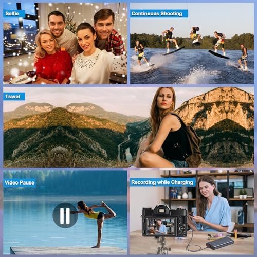 Digital Camera for Photography, 4K 48MP Vlogging Camera for YouTube with WiFi, 3-inch 180-degree Flip Screen, 16X Digital Zoom, 52mm Wide Angle & Macro Lens, 32GB TF Card and 2 Batteries - Image 6