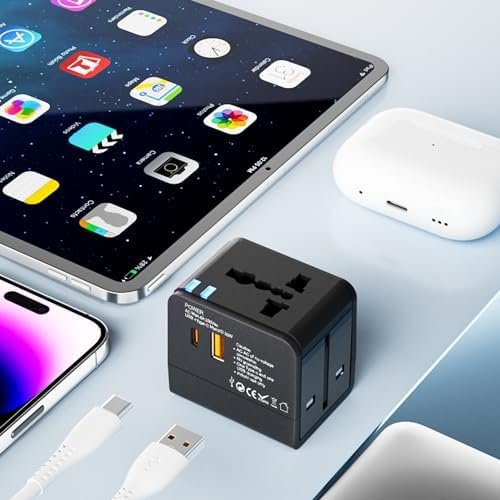 Universal Travel Adapter, International Power Plug Adapter, 1500W, 1000MA, with 2 USB-A Ports, All-in-One International Charger for USA EU UK AUS (NW606-1, Black) - Image 3
