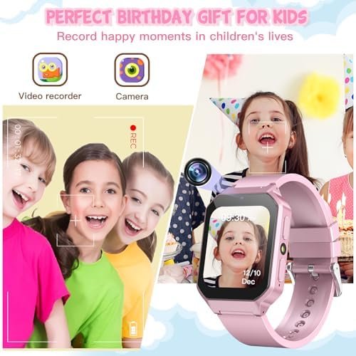 DERUI Smart Watch for Kids 3-12 Years Boys Girls, 26 Puzzle Games, Smartwatch with Camera, Pedometer, Stopwatch, Video Voice Music Player Calendar Alarm Clock Learn Card for Children Gifts (Pink) - Image 3