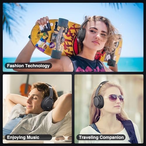 E600Pro Over Ear Headphones Hybrid Active Noise Cancelling, Wireless Bluetooth Headphones, aptX HD & Low Latency, Hi-Res Audio, Deep Bass, 68H Playtime - Black - Image 7