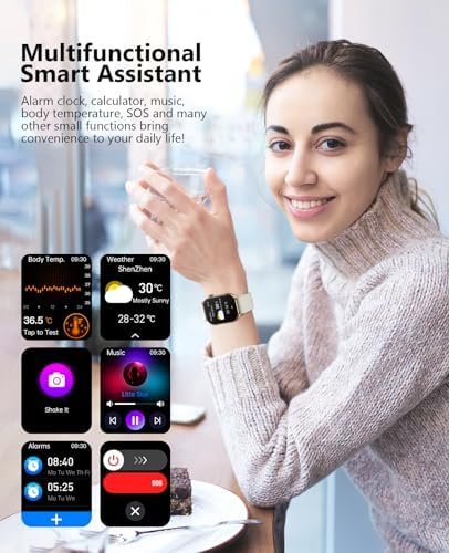 Smart Watch for Men Women, Infrared True Blood Oxygen Monitor, 2.04-inch AMOLED Display, Heart Rate Blood Pressure Sleep, IP68 Waterproof Fitness Tracker, Compatible with Android and iOS Beige - Image 7