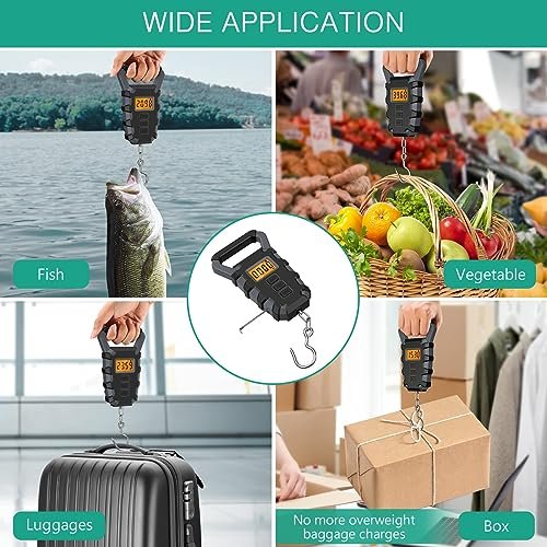 ORIA Digital Fishing Scale, (Upgraded)Fishing Postal Hanging Hook Scale, 110lb/50kg Waterproof Luggage Scale with Tape Measure, Digital Fishing Scale with Fish Gripper, Backlit LCD Display, Grey - Image 6