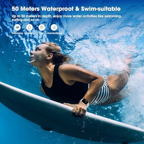 Smart Watch, Fitness Tracker Watch with Heart Rate Monitor, SpO2, Sleep Tracker, 45mm Fitness Watch IP68 Waterproof Smartwatch for Women Men Step Counter Pedometer for iOS and Android Phones - Image 3