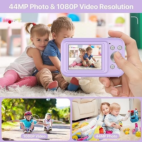 Digital Camera 1080P Kids Camera with 16X Zoom - 44MP Anti Shake Point and Shoot Digital Cameras for Photography | Compact Small Camera for Kids Girls Boys Teens Beginners (SD Card Not Include) - Image 2
