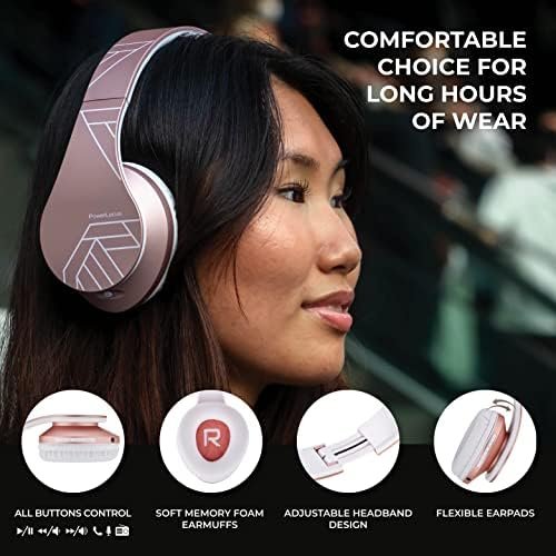 PowerLocus Bluetooth Over-Ear Headphones, Wireless Stereo Foldable Headphones Wireless and Wired Headsets with Built-in Mic, Micro SD/TF, FM for iPhone/Samsung/iPad/PC (Rose Gold) - Image 2